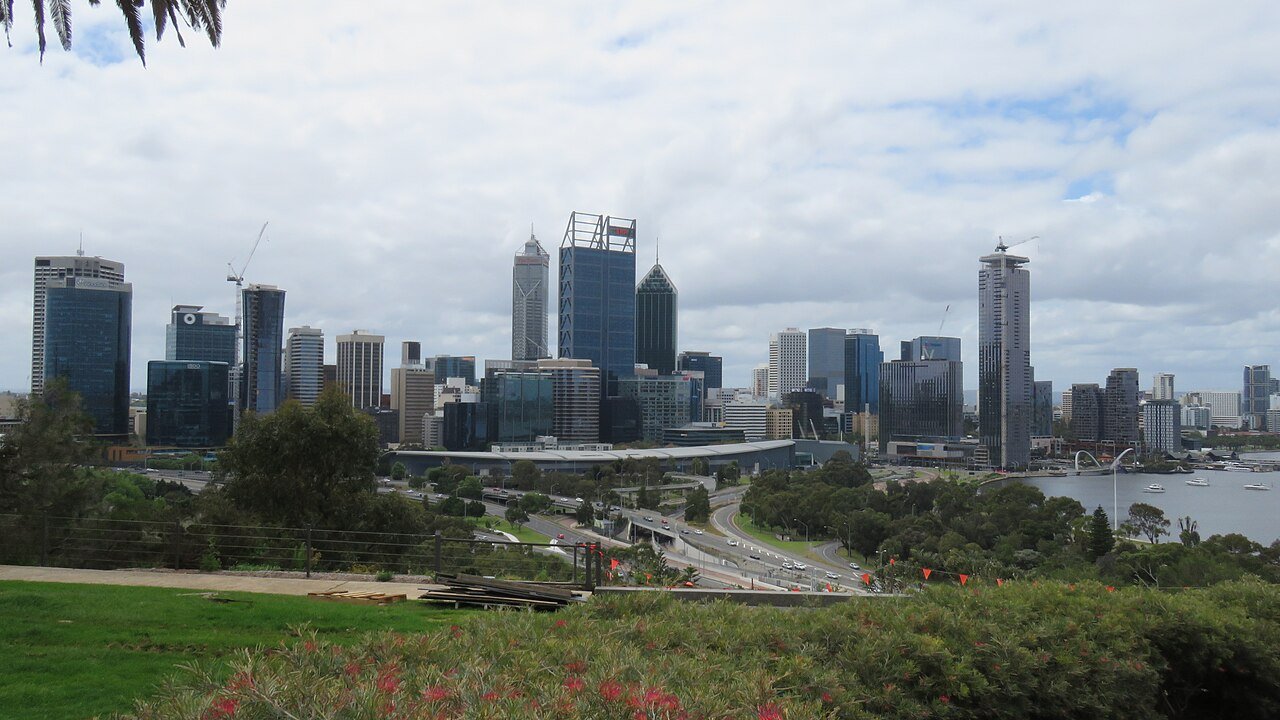 Perth’s skyline and the Swan River seen from Kings Park.